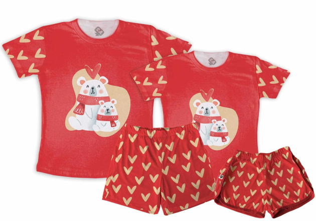 Kit Pijamas Casal  De Verão  Urso