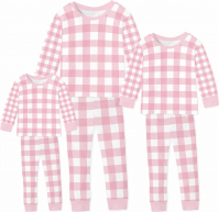 Kit Pijamas De Inverno Para Família  Xadrez Rosa E Branco 