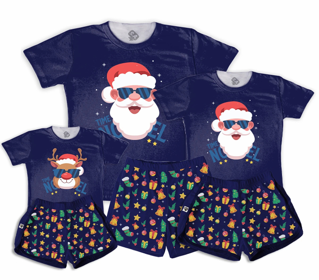 Kit Pijamas Família Temático De Natal - Time Noel 