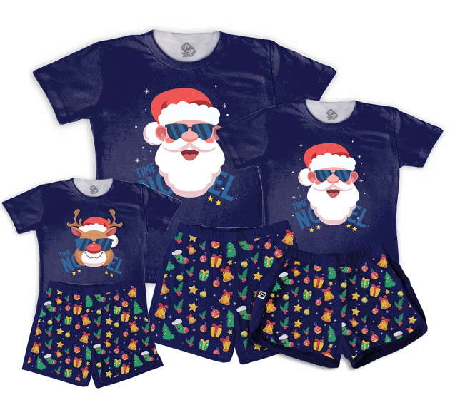 Kit Pijamas Família Temático De Natal - Time Noel 