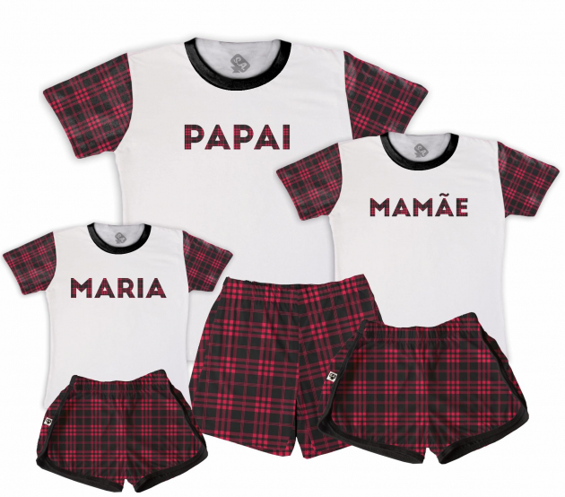 Kit Pijamas Família Temático De Natal - Xadrezinho Mamãe E Papai