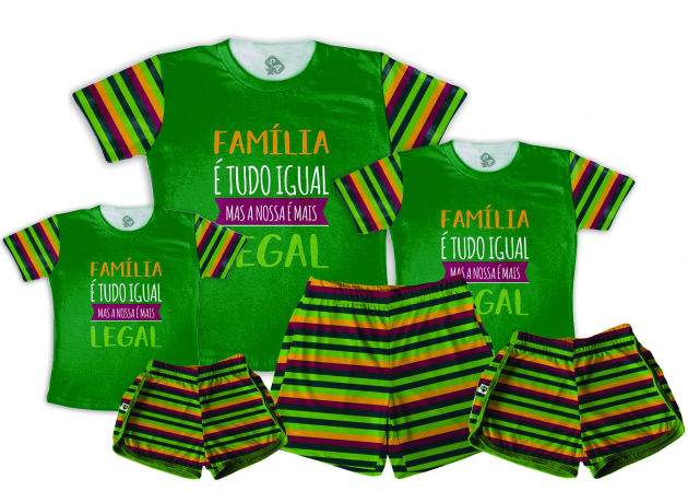 Kit Pijamas Família Verde