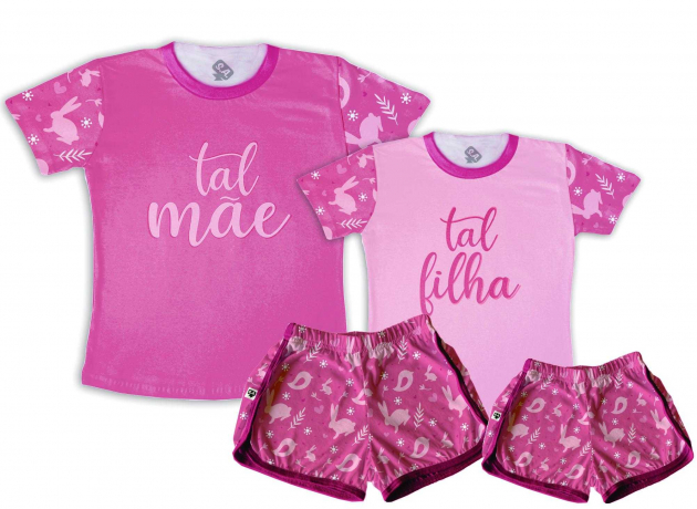 Kit Pijamas Tal Mãe, Tal Filha Coelhinho Da Páscoa 