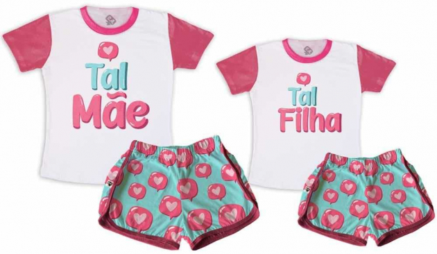 Kit Pijamas Tal Mãe, Tal Filha Dia Das Mães Coração