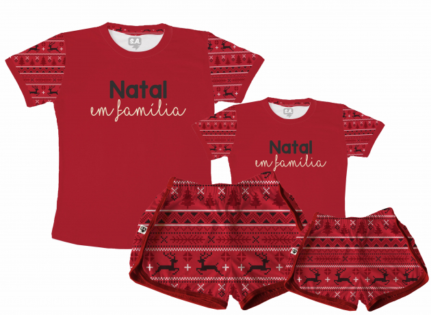Kit Pijamas Tal Mãe, Tal Filha Natal Em Família