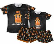 Kit Pijamas Tal Mãe, Tal Filho  Halloween Monstrinhos 