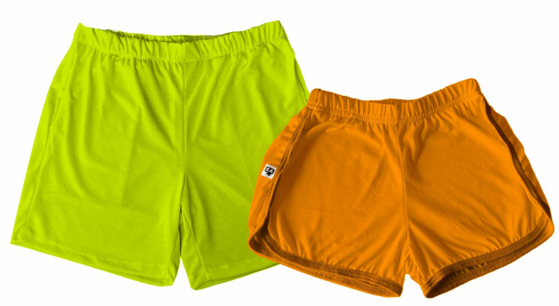 Kit Shorts De Verão Tactel Casal Neon Verde E Laranja 