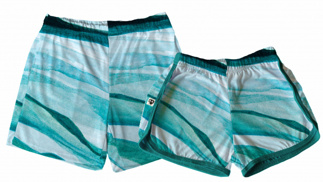 Kit Shorts Tactel Casal Azul Marmorizado 