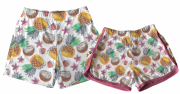 Kit Shorts Tactel Casal De Verão Abacaxi Coco Estrelas 