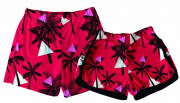 Kit Shorts Tactel Casal De Verão Coqueiros Vermelhos 