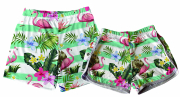 Kit Shorts Tactel Casal De Verão Floral Flamingos 