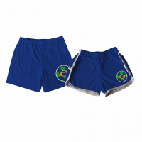 Kit Shorts Tactel Casal Para A Copa Azul  Com A Bandeira
