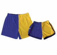 Kit Shorts Tactel Casal Para A Copa Azul E Amarelo 