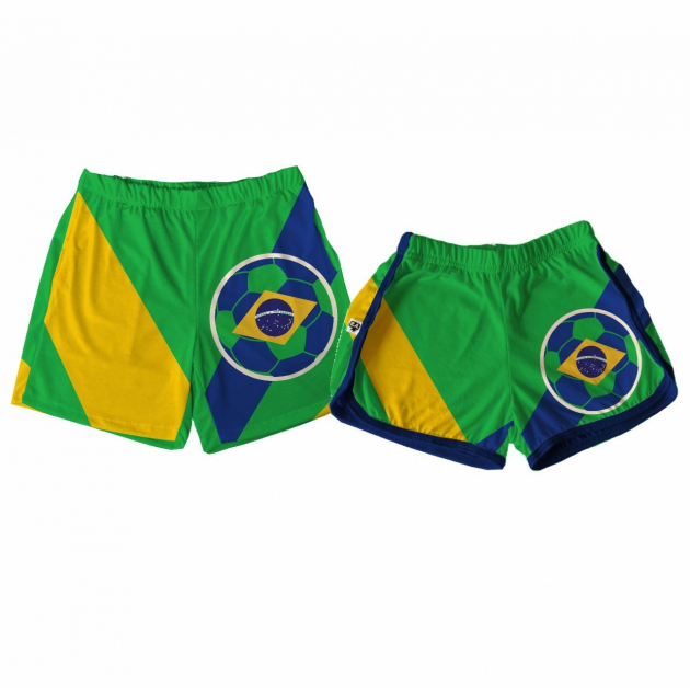 Kit Shorts Tactel Casal Para A Copa Cores Da Bandeira 