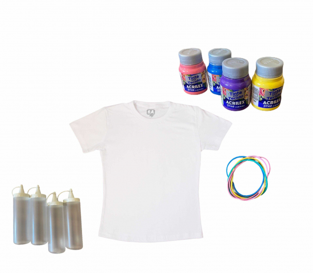 Kit Tie Dye Camiseta Adulto 100% Algodão