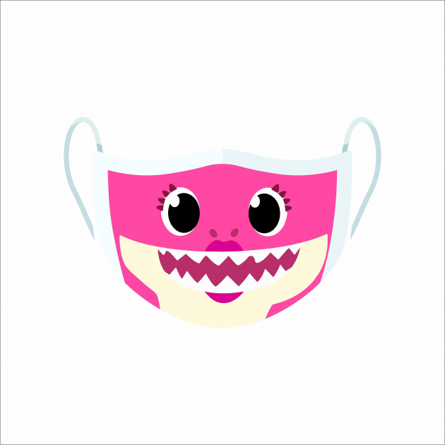 Máscara de Proteção Facial Reutilizável e Lavável Mommy Shark rosa