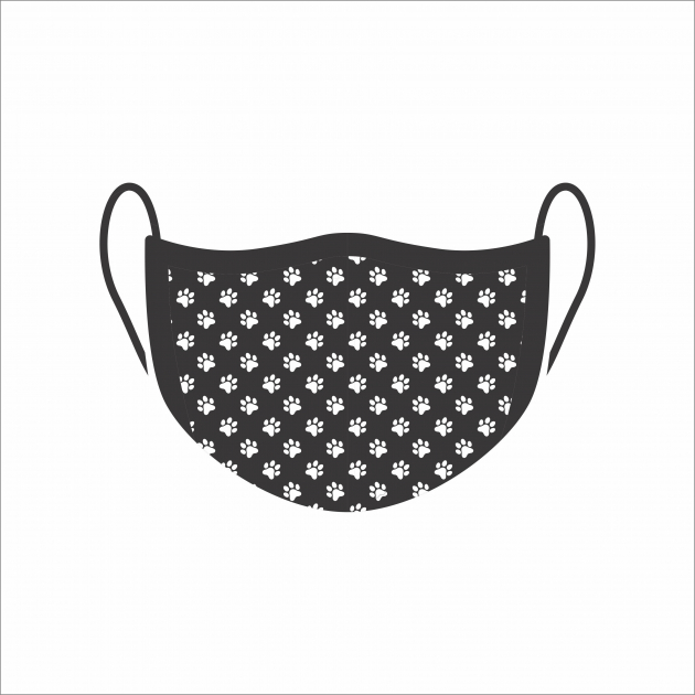 Máscara de Proteção Facial Reutilizável e Lavável Patinhas Preta