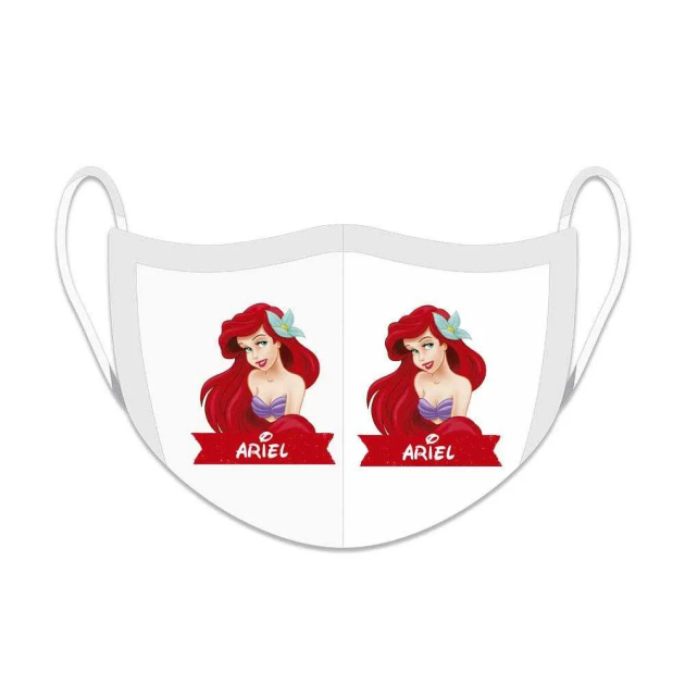 Máscara de Proteção Facial Reutilizável e Lavável Princesas - Ariel 
