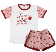 Pijama  Feminino Adulto Curto Vinho - Love The Wine