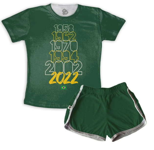 Pijama Adulto Feminino Verde Para A Copa