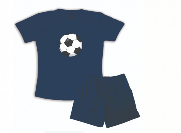 Pijama Adulto Masculino De Algodão Azul Bola Futebol 