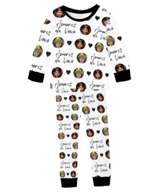 Pijama Adulto Masculino Ou Feminino De Inverno Foto dos Netos 