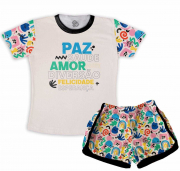 Pijama Feminino  Adulto Ano Novo  Paz Saude Amor Diversão Felicidade e Esperança 