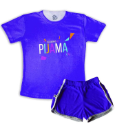 Pijama Feminino  Adulto Curto De Malha Bloquinho Do Pijama Roxo