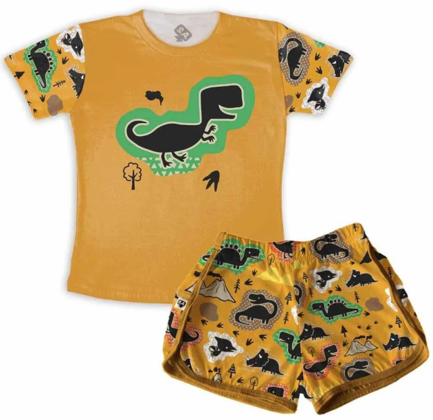 Pijama  feminino Adulto Curto Dinossauro