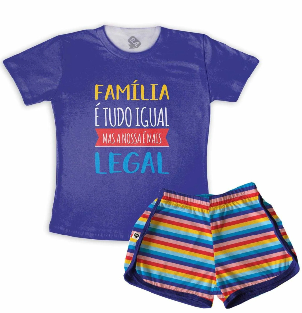 Pijama Feminino  Adulto Curto De Malha Família