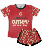 Pijama Feminino  Adulto Curto Fantasiada De Amor Da Sua Vida 