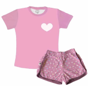 Pijama  feminino Adulto Curto Poa Rosa