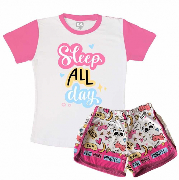 Pijama  feminino Adulto Curto Sleep All Day 