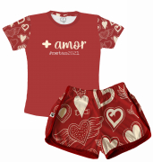 Pijama Feminino  Adulto Curto De Malha Temático de Ano Novo 2021 - Metas