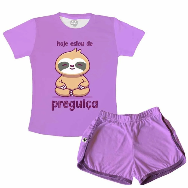 Pijama  Feminino Adulto Curto To De Preguiça 