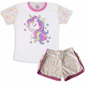 Pijama feminino Adulto Curto Unicornio 