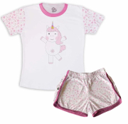 Pijama feminino Adulto Curto Unicornio 