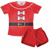 Pijama Feminino Adulto De Malha  Curto Natalino Natal Mamãe Noel