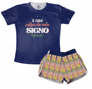 Pijama  Feminino Adulto É Tudo Culpa Do Meu Signo Gêmeos 