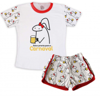 Pijama Feminino  Adulto Flork Pronta Para O Carnaval 