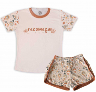 Pijama Feminino Infantil Ano Novo Recomeçar 