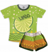 Pijama Feminino Infantil Carnaval Limão 