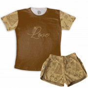 Pijama Feminino Infantil  Curto Natal Love 