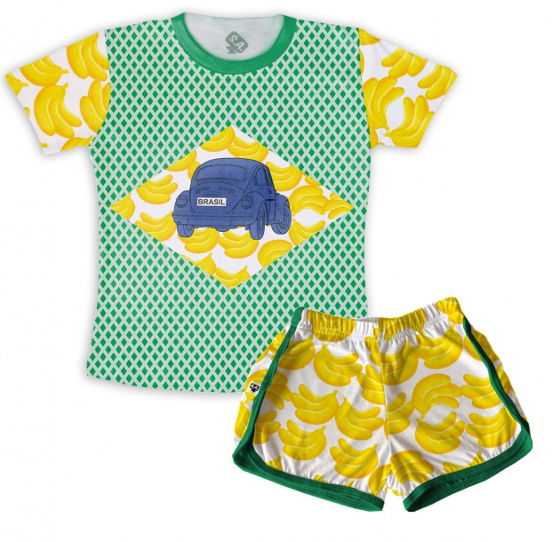 Pijama Feminino Infantil De Fusca Para A Copa 