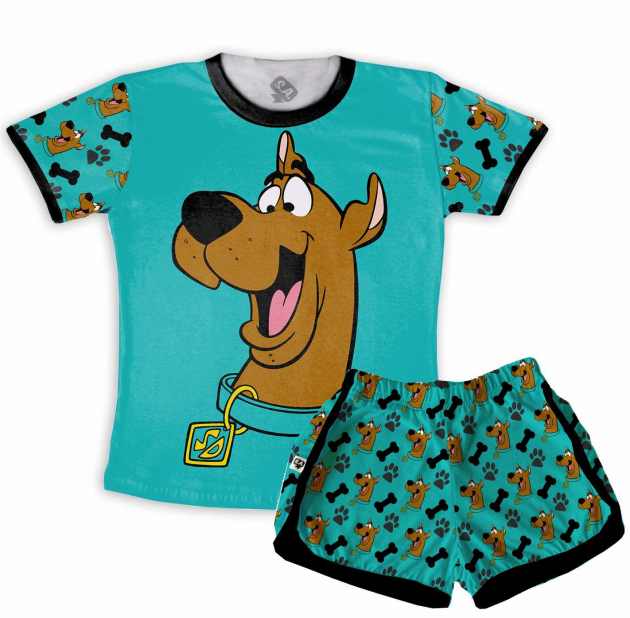 Pijama Feminino Infantil  De Malha Estampado Scooby Doo 