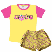 Pijama Feminino Infantil Malha Donuts Love 