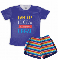 Pijama Feminino Infantil Malha Família