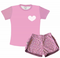 Pijama Feminino Infantil Malha Poa Rosa