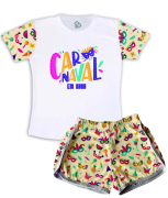 Pijama Feminino Infantil Malha Tema Carnaval Em Casa 