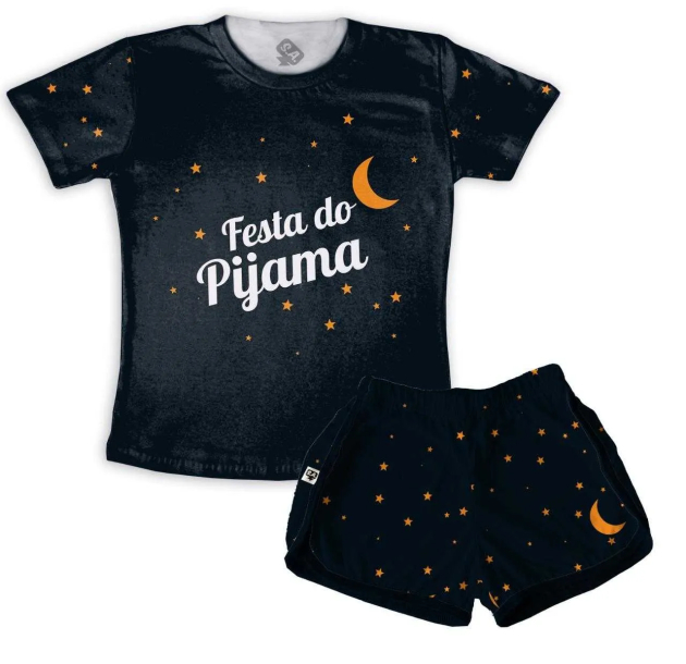 Pijama Feminino Infantil Malha Tema Festa Do Pijama 